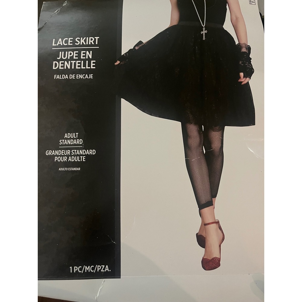 Amscan Black Lace Skirt Womens Up to 12 80s Goth Halloween Costume NWT